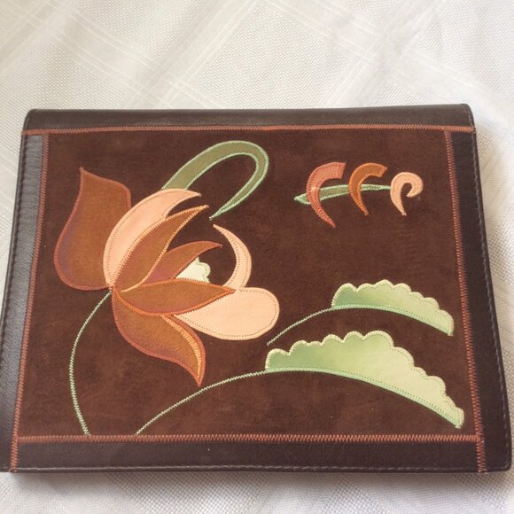 Early 80's (1983) quality leather convertible brown handbag clutch, handmade - Picture 2 of 3